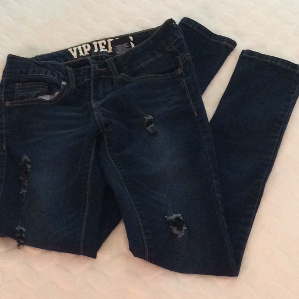 Ripped dark wash jeans